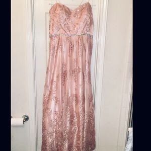 Rose gold princess style prom dress